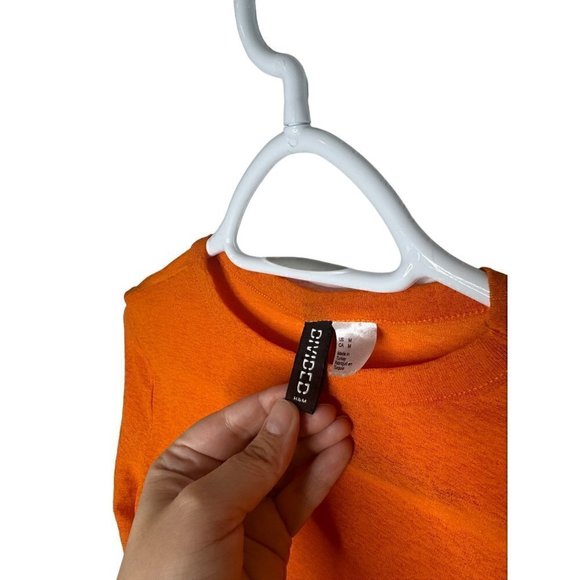 Divided H&M Mesh Long Sleeve Top Orange Medium - Picture 2 of 4